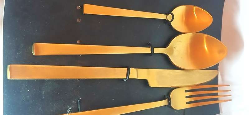 Nicholson Russell 18/10 gold over stainless steel cutlery set