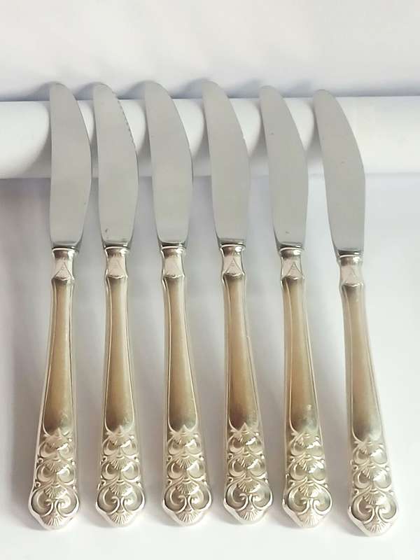 Vintage David Andersen silver plate dessert knife set