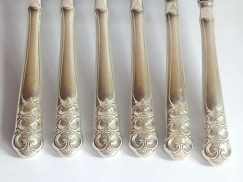 Vintage David Andersen silver plate dessert knife set