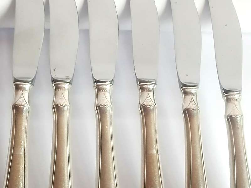 Vintage David Andersen silver plate dessert knife set