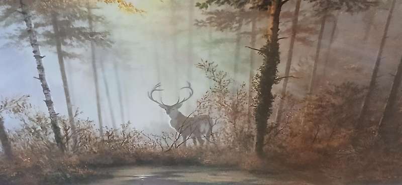 Vintage large framed print 'Quiet Forest' Gerald Coulson