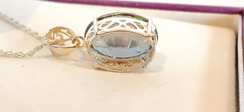Sterling silver mystic topaz stone pendant on chain