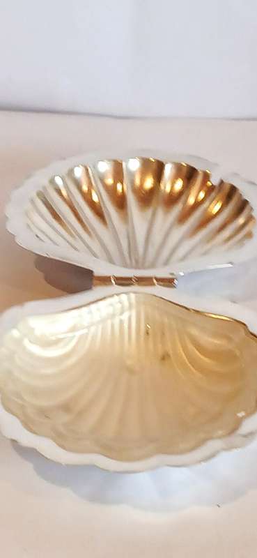 Vintage silver plate clam butter dish