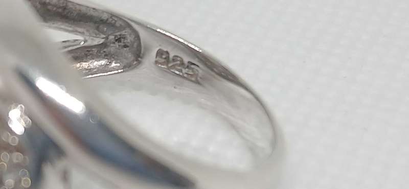 Sterling silver mabe and cubic stone ring