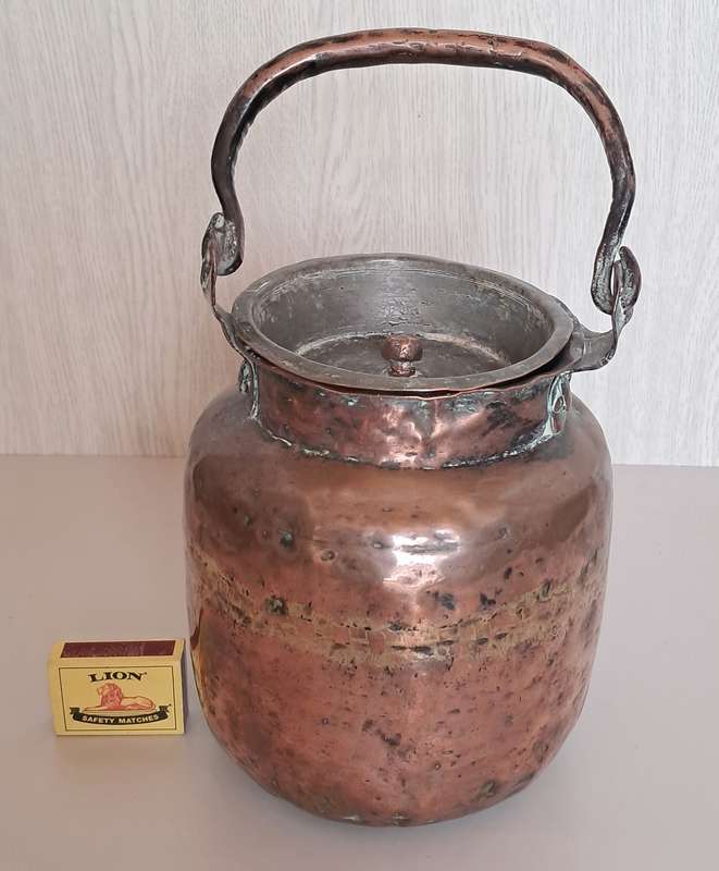 Antique French copper milk can