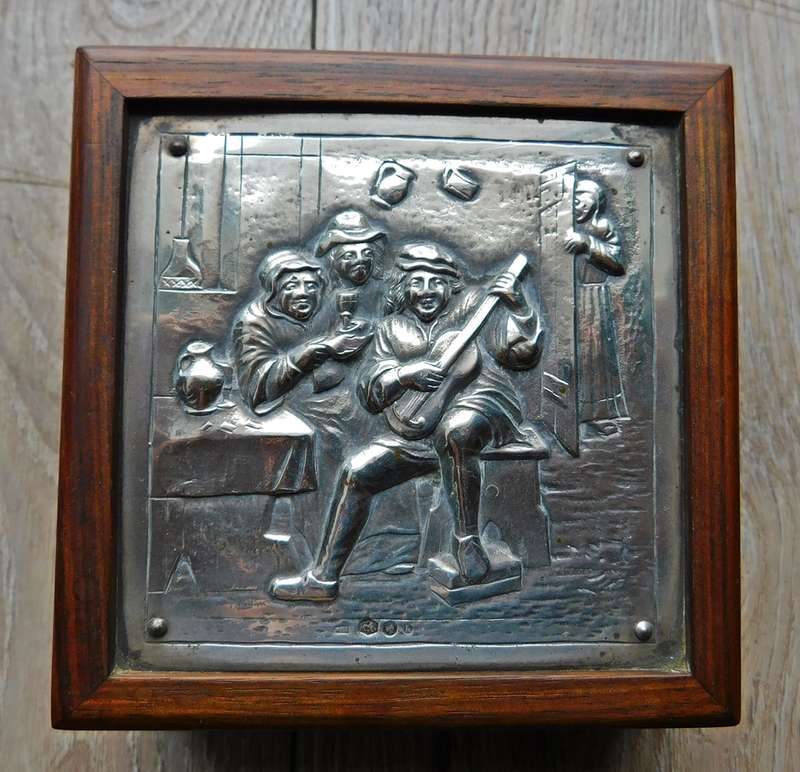 Silver and mahogany trinket box
