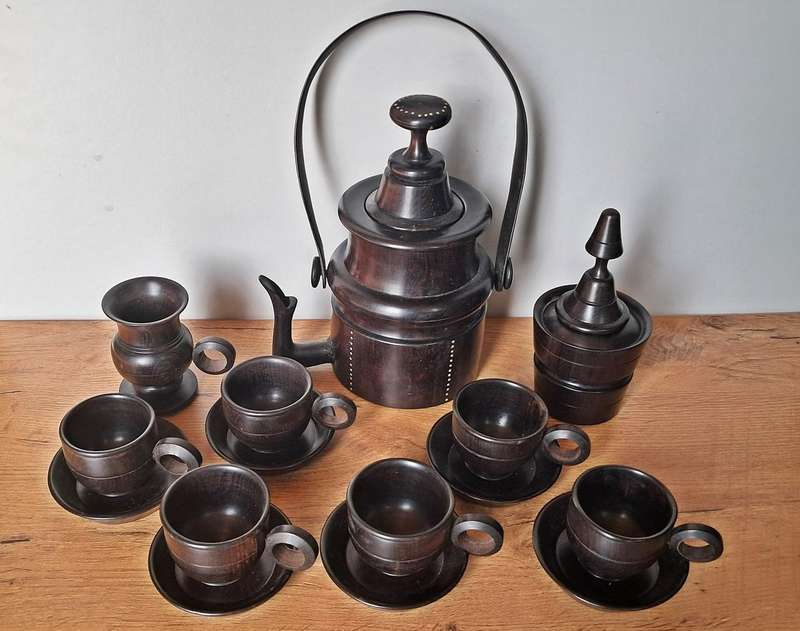 Ebony wood coffee set