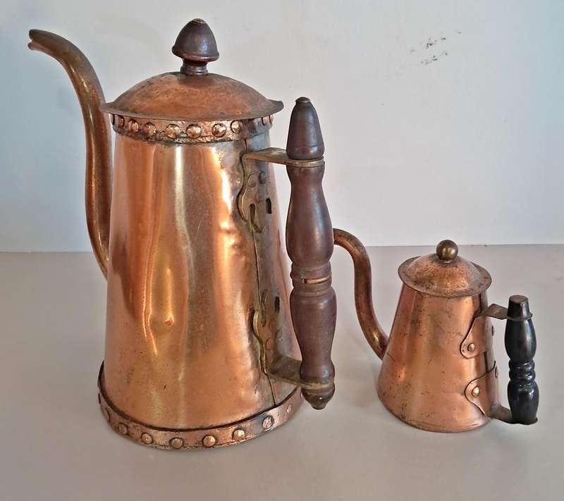 Pair of copper coffee pots