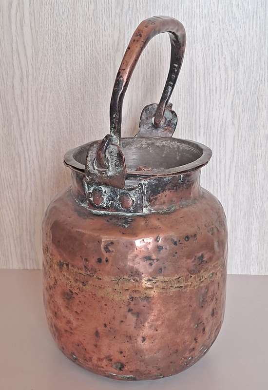 Antique French copper milk can