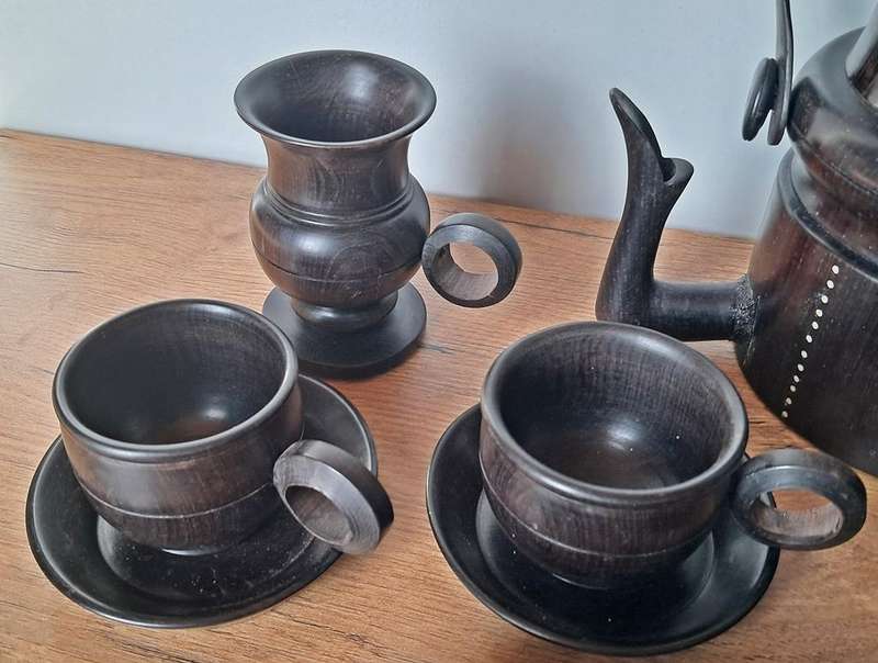 Ebony wood coffee set