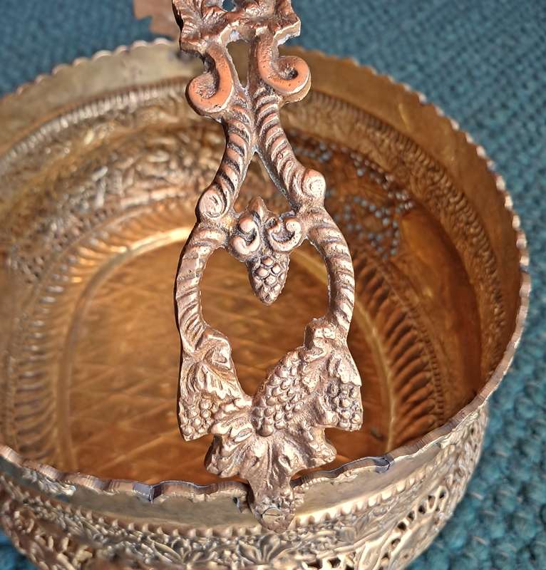 Vintage Indian brass flower basket