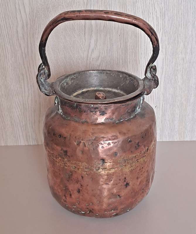 Antique French copper milk can