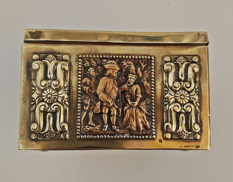 Antique brass and copper trinket box with stunning embossed designs