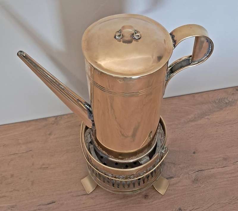 Antique brass coffee pot and konfoor
