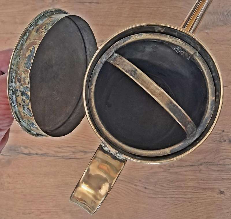 Antique brass coffee pot and konfoor