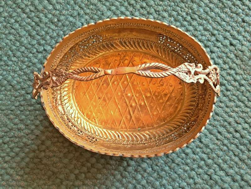 Vintage Indian brass flower basket