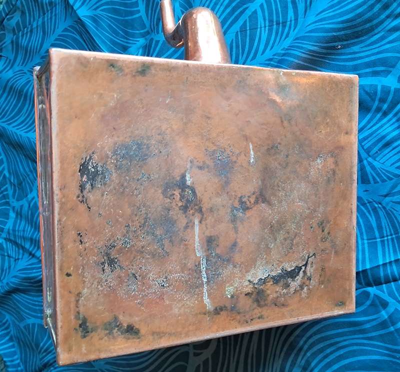Large antique copper ship's kettle