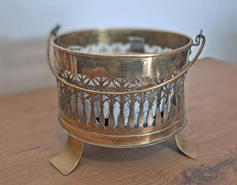 Antique brass coffee pot and konfoor