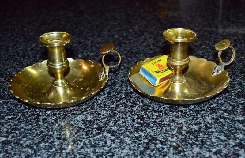 Two vintage solid brass candle holders