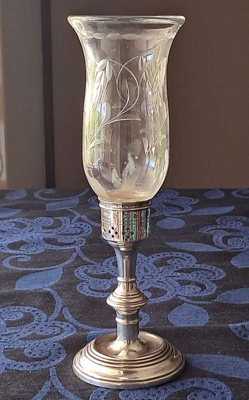 Vintage sterling silver hurricane lamp