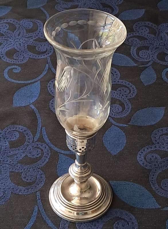 Vintage sterling silver hurricane lamp