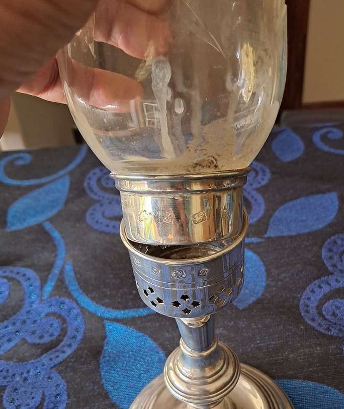 Vintage sterling silver hurricane lamp