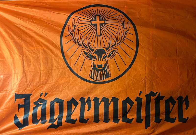 LARGE JAGEMEISTER FLAG. 243 X 144 CM