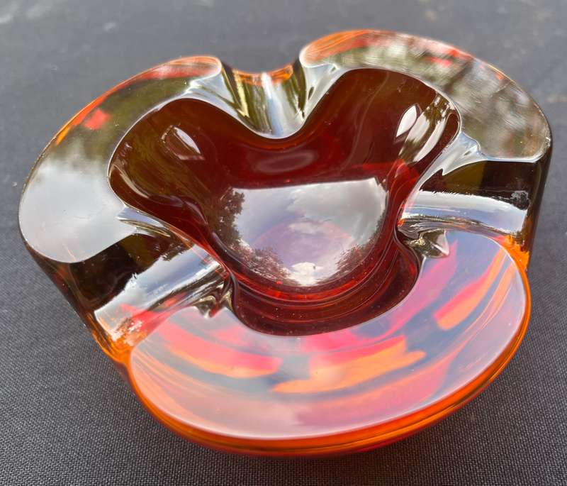 Ornamental heavy glass bowls.