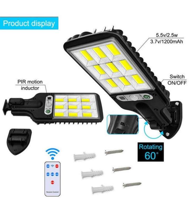 Solar LED Street Light Solar Lamp with 3 Light Mode Waterproof Motion Sensor