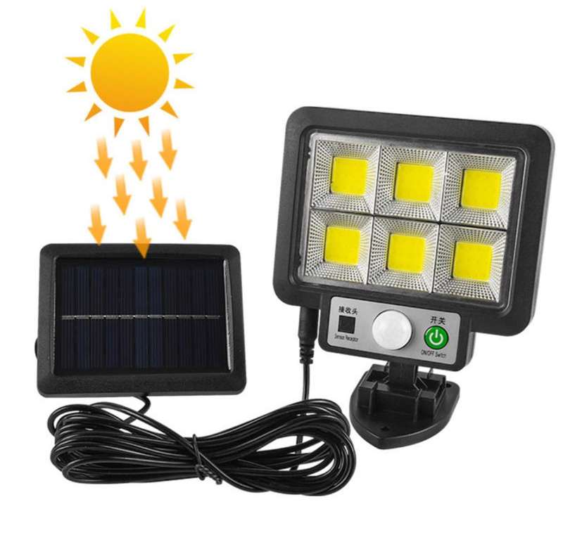 160 LED Bright COB White Solar LED Light With Split Solar Panel & Motion Sensor with Cable