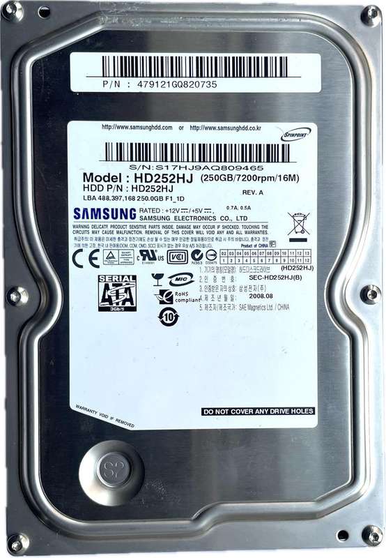Samsung 3.5 Inch   250GB Sata Hard Drive 7200 RPM for Desktop and surveillance recording