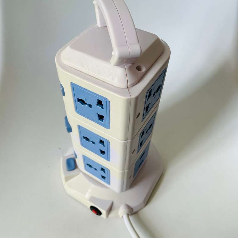 Vertical Multi-plug 13 sockets and two usb ports .