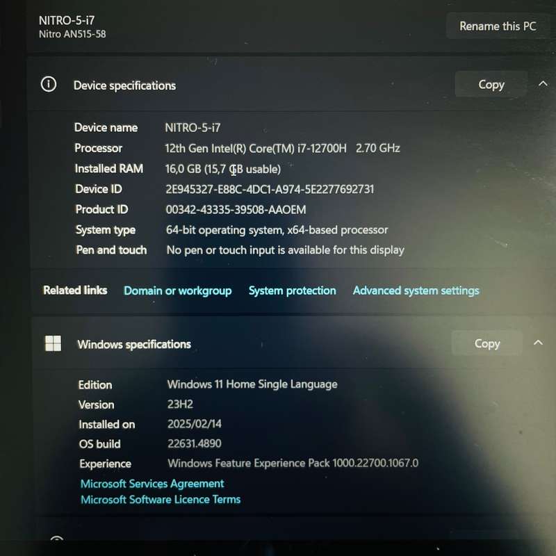 Acer Nitro 5 Gaming Laptop, NVIDIA 3050 RTX GPU, Intel Core i7-12650H CPU, 16GB RAM, 512GB SSD.