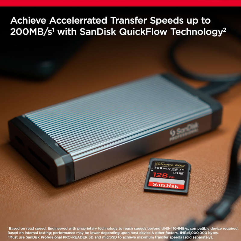 SanDisk Extreme Pro SD UHS I 128GB Card for 4K Video 200MB/s Read & 90MB/s Write