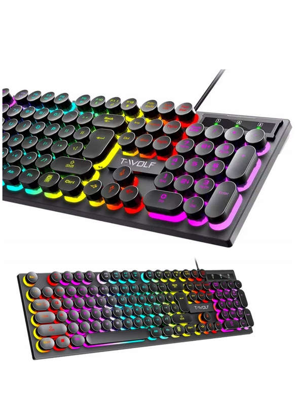 Hi-Tech T-WOLF T80 PUNK RETRO Rainbow Gaming Keyboard