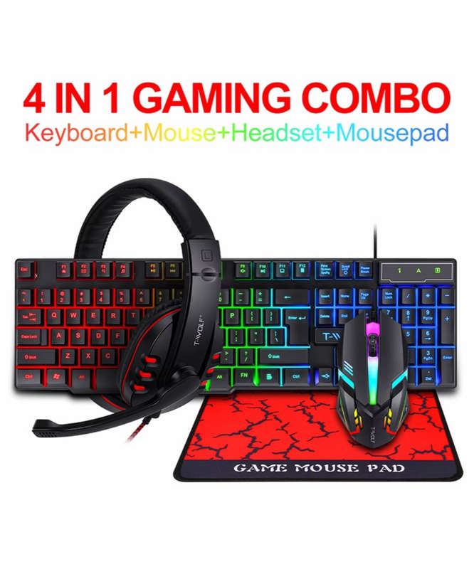 4-in-1 Gaming Combo - TF800 (Keyboard, Mouse, Headset & Mouse Pad)