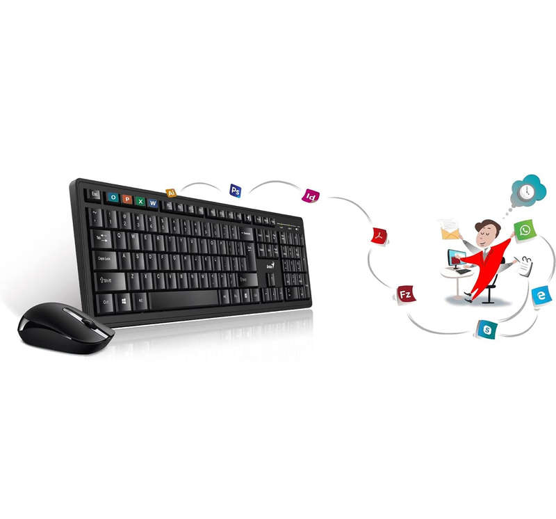 Genius KM-8200 Smart Wireless Keyboard and Mouse Set, Black, KM8200