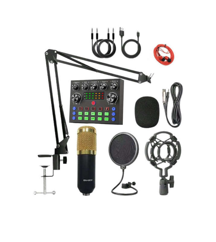 Endowl Professional Podcast Condenser Microphone With Sound Card Set Q-SK8