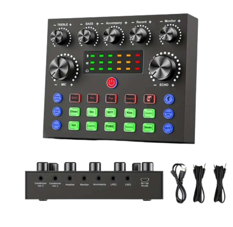 Endowl Professional Podcast Condenser Microphone With Sound Card Set Q-SK8