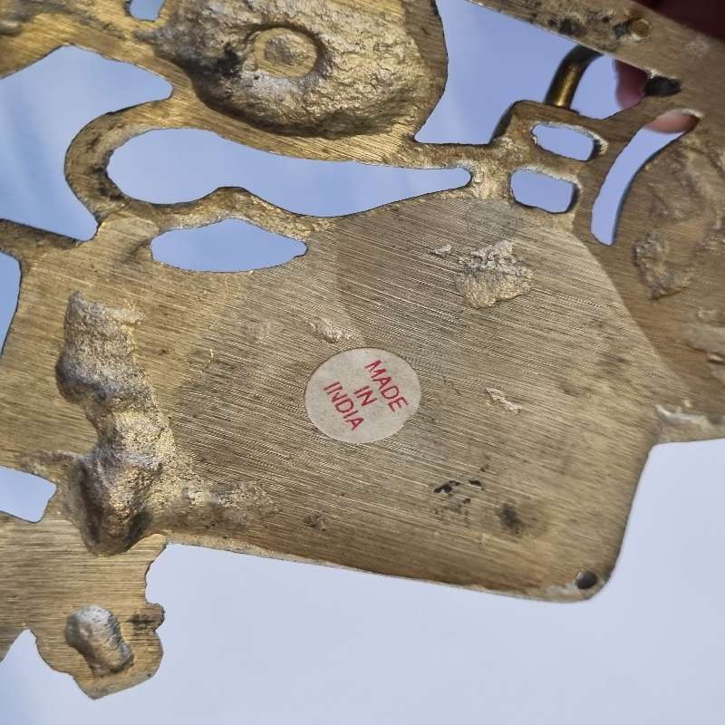 Solid Brass key hook in the shape of horses pulling wagon - Made in India