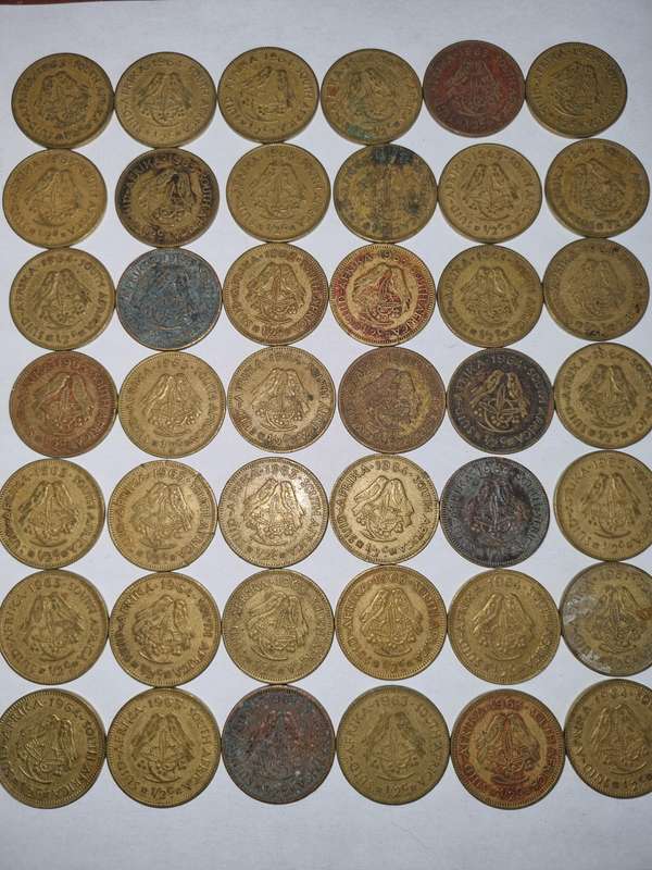 42 x Old SA 1/2c coins