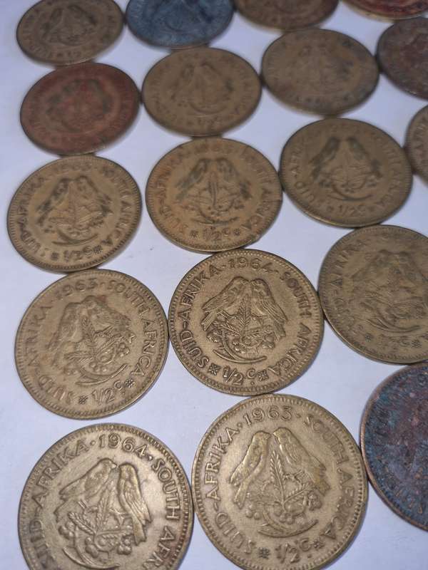 42 x Old SA 1/2c coins