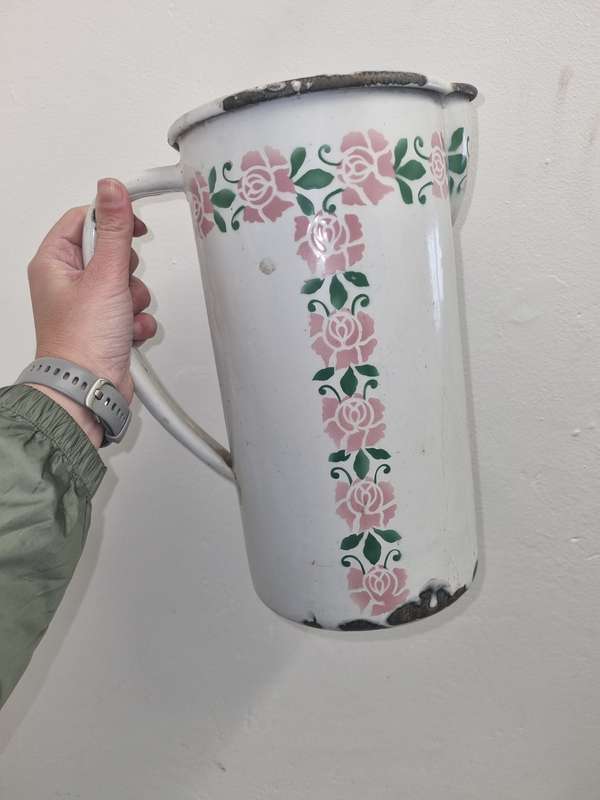 Tall Vintage Enamel Jug