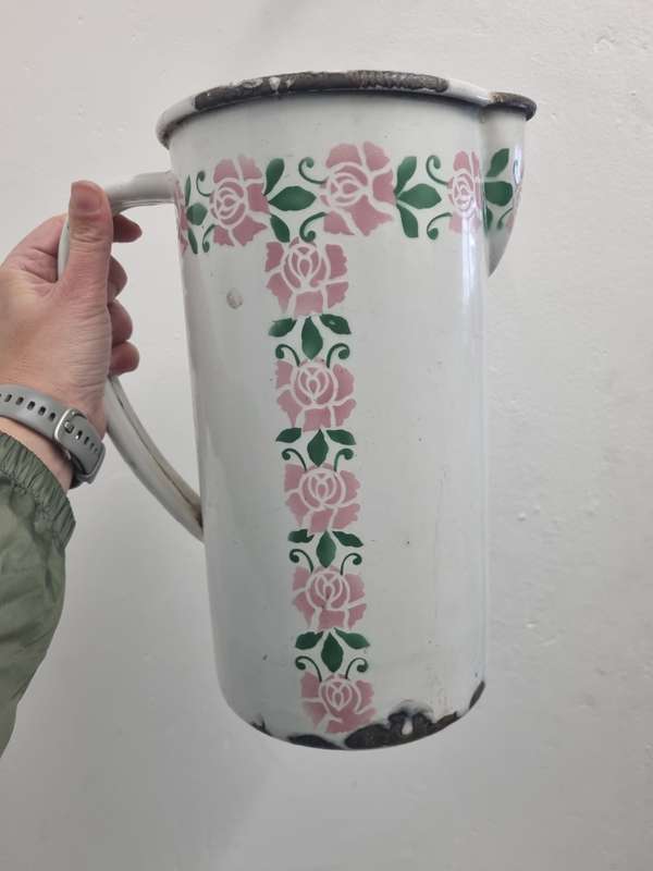 Tall Vintage Enamel Jug