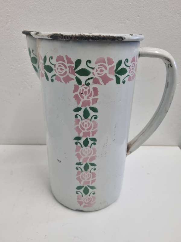 Tall Vintage Enamel Jug