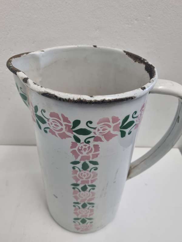 Tall Vintage Enamel Jug