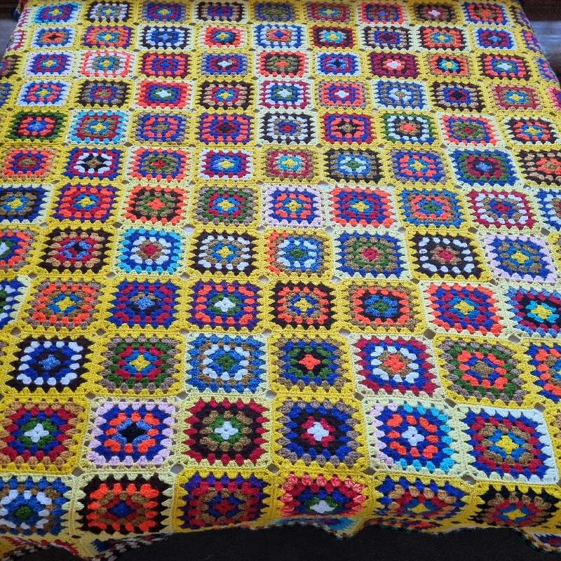Large Vintage crochet blanket - 2.4m x 1.7m