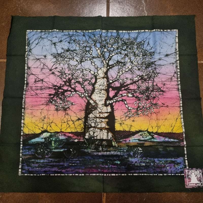 Large Baobab batik Cloth - Handmade in the Kingdom of Swaziland - 89cm x 74cm