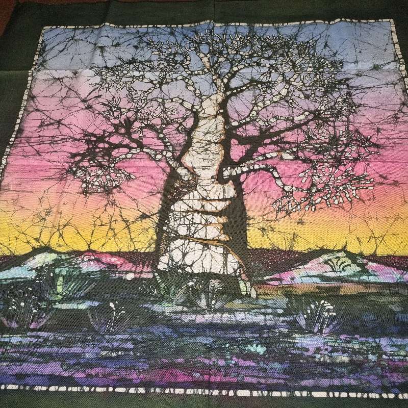 Large Baobab batik Cloth - Handmade in the Kingdom of Swaziland - 89cm x 74cm