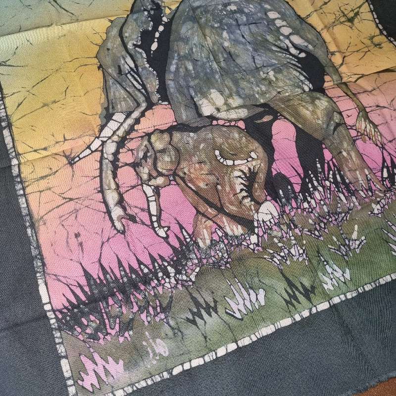 Baobab batik Cloth - Elephant detail - Handmade in the Kingdom of Swaziland - 58cm x 56cm